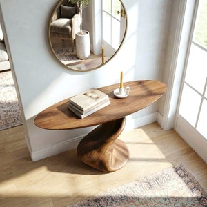 Entryway wooden furniture <b>Rustic</b> live edge <b>console</b> <b>table</b> With Pedestal Base Handmade Entryway Furniture For Living Room - Product Image 2