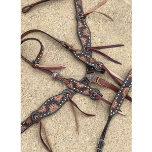 Cabeza occidental de cuero genuino para caballo, ajustable, precio asequible - Product Image 1