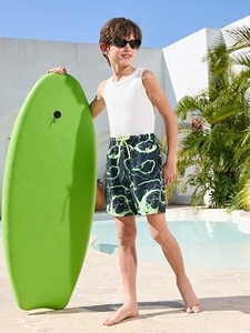 Shorts de Baño para Hombre con Estampado Geométrico, Secado Rápido, Cintura con Cordón Ajustable, Casuales, de Poliéster, Corte Medio - Product Image 3