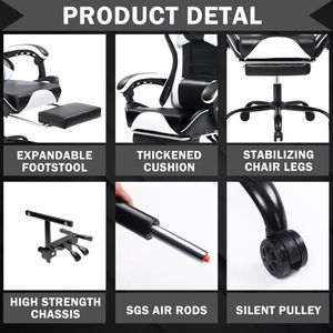 Ergonomic PU Leather Gaming Chair for Adults Adjustable Height for Office Desk or Computer Use Video Game Chair - Product Image 6