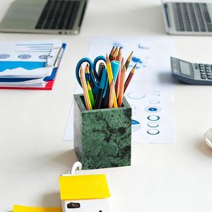 Natural Marble Toothbrush Holder Bathroom Countertop Multifunctional Organizer for <b>Makeup</b> Brushes <b>Vanity</b> Accessories Utensils - Product Image 1