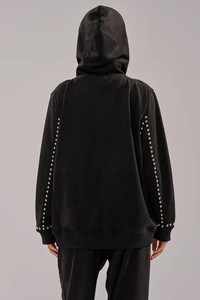 Women Black Hooded <b>Eco</b>-friendly Lightweight Tracksuit Set Full Sleeve Zipper Closure Loose Fit Rhinestone <b>Dot</b> Pattern Streetwear - Product Image 6