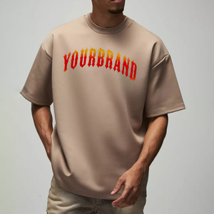 T-shirt surdimensionné en tricot personnalisé pour homme, polyester/coton, avec logo, taille plus, écologique, respirant - Product Image 4