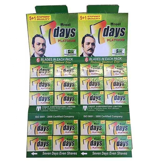 Treet 7 Days Platinum Disposable High Grade Double Edge Safety Razor Blades 100 Blades (20x5)