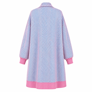 Cardigan long en maille chevron pour femme Gamma Phi Delta Sorority, ouvert sur le devant, avec poignets côtelés brodés - Product Image 4