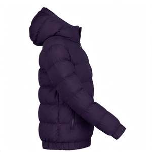 Dark Purple Jackets Hooded Zipper <b>Long</b> Sleeve Unisex Black <b>Coats</b> Casual Loose Polyester padded Winter Jacket Apparel Wholesale - Product Image 3