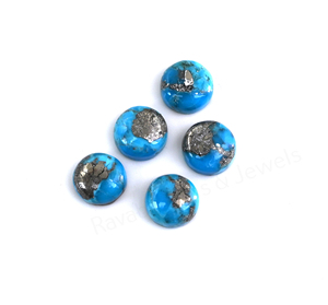Pyrite naturelle de qualité supérieure, turquoise, 12 mm, ronde, à dos plat, polie, lisse, cabochon de pierre précieuse en vrac pour la fabrication de bijoux et de pendentifs - Product Image 3
