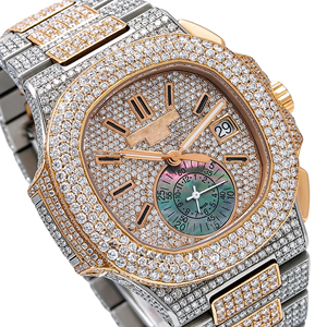 Montre Moissanite Iced Out Série Hip Hop Diamant VVS Acier Inoxydable Verre Quartz Revêtu Bracelet 20mm - Product Image 2