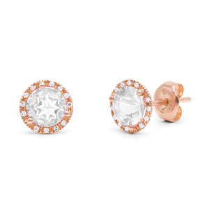 Boucles d'oreilles classiques à clous en diamant rond, serties de griffes en or jaune, pour un usage quotidien féminin - Product Image 4