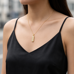 Wholesale Selling 14K <b>Solid</b> <b>Gold</b> Iced Bar Pill <b>Pendant</b> Dainty Chunky Custom Charm Natural Diamonds Trendy Fine Jewelry Necklaces - Product Image 3