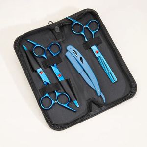Kit de ciseaux de barbier professionnels de 6 pouces en acier inoxydable, céramique et plastique de haute qualité pour salons, vente chaude, pour effilage - Product Image 1