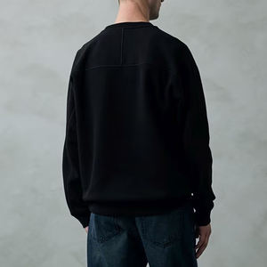 Mens Black <b>Plain</b> Drop Shoulder Oversized Crew Neck Long Sleeve Fleece Sweatshirt Custom Logo OEM ODM Wholesale Apparel - Product Image 2
