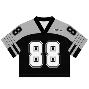 Camiseta Deportiva Unisex Gris con Cuello en V, Manga Corta, Malla Sublimada, para Fútbol Americano y Fútbol, Absorbe la Humedad, Transpirable, 100% Poliéster - Product Image 1