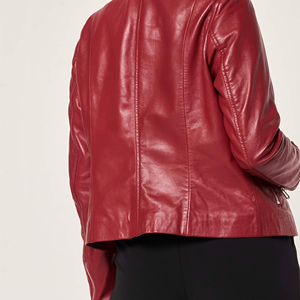 Luxury <b>Women</b> Leather <b>Jacket</b> Soft Feel Regular Style Full Front Zip Casual Winter Fashion Outerwear Custom OEM ODM Wholesale - Product Image 3