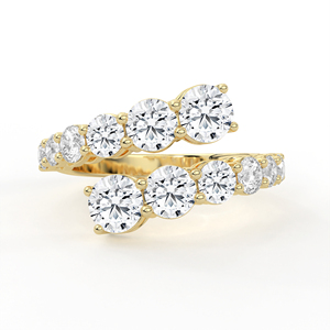 Anillo de lujo de oro blanco de alto impacto con diamantes redondos graduados de 236 quilates, diseño de doble fila en cascada y banda abierta. - Product Image 2
