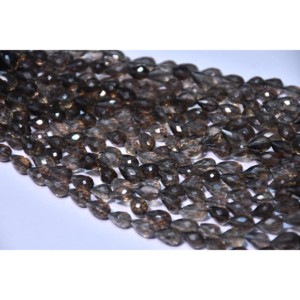 Perles en pierres précieuses naturelles en gros, perles en quartz fumé en forme de goutte de 3 mm, perles en vrac, brins de perles en pierre pour la fabrication de bijoux, provenant de Jaipur, Inde - Product Image 3