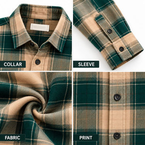 Camisa de franela a cuadros verde para hombre, manga larga, con botones, informal, con bolsillo en el pecho - Product Image 6