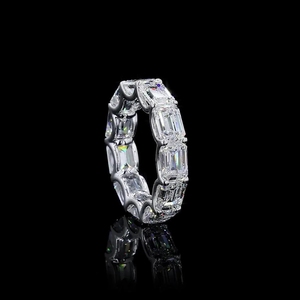 Bague d'éternité en moissanite certifiée IGI, plaquée or sur mesure, taille émeraude, style hip-hop, alliance de mariage, cadeau bijoux - Product Image 6