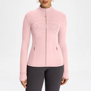 Ensemble de yoga taille haute uni pour femme, respirant et léger, veste et haut de yoga 2 pièces, fermeture éclair dorée, écologique, pour la gym et le fitness - Product Image 2