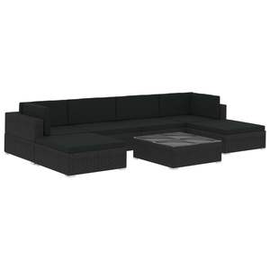 Conjunto de Muebles de Jardín de 7 Piezas en Ratán Sintético Negro con Cojines para Descanso en el Patio - Product Image 2