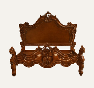 เตียงนอนไม้มะฮอกกานีแท้สไตล์ยุโรปคลาสสิกหรูหราขนาดคิงไซส์ แกะสลักด้วยมือ ทนทานและใช้งานได้หลากหลาย - Product Image 2