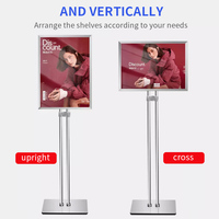 Présentoir en acier inoxydable A1/A2/A3 Panneau de sol réglable à double pôle Support haute luminosité Présentoir à affiches rotatif