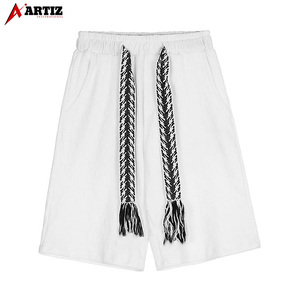 Custom Men's Spandex/Cotton Heavyweight French Terry <b>Shorts</b> Mid Waist Casual Front Logo Drawstring Closure Eco-Friendly - Product Image 1