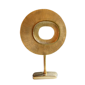 Sculpture en métal doré abstraite de haute qualité, base en marbre blanc, table en aluminium faite à la main, décoration d'intérieur, salon - Product Image 4