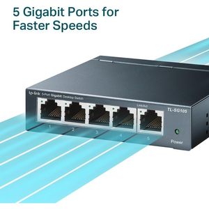 Switch Ethernet Gigabit non gestito a 5 porte TL-SG105, design in metallo senza ventola, hub di rete con Plug & Play e protezione. - Product Image 2
