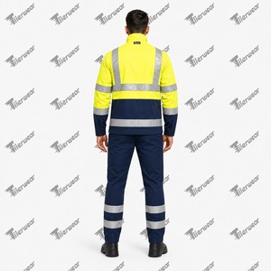Tiierwear <b>Men</b> Hi Vis Workwear <b>Suit</b> <b>Waterproof</b> Windproof Cotton Reflective Safety Jacket and Pants Set - Product Image 5