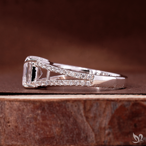 2CT Asscher Lab Diamond Engagement <b>Ring</b> <b>Split</b> Shank Pave Band 10K White Gold IGI Certified - Product Image 3