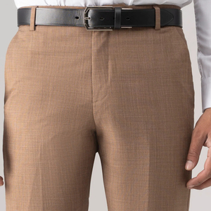 Pantalon habillé décontracté d'hiver pour homme grande taille, coupe droite, en tissu peigné respirant, léger, taille mi-haute, élégant et professionnel - Product Image 3