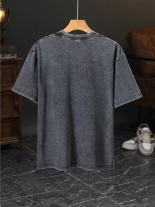 T-shirt Homme Oversize Boxy en Coton Lavé Style Décontracté avec Logo Personnalisé, Effet Délavé Vintage et Lavage Acide pour Streetwear - Product Image 2