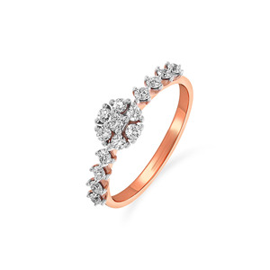 Exquisito Anillo de Compromiso de Oro Rosa de 14K con Diamantes, Delicado Motivo Floral con Diamantes Pavé Brillantes, Aura de Realeza - Product Image 1
