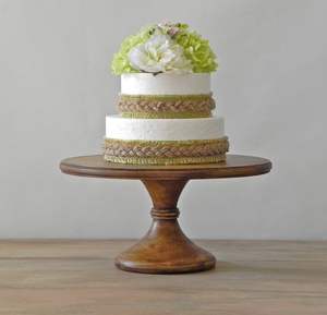 Support à gâteau en bois de style vintage avec dessus rond classique pour servir des desserts, réceptions de mariage et décorations d'événements - Product Image 4