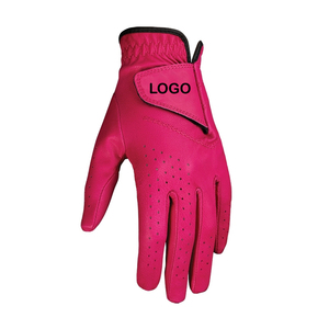 Premium Red Genuine Leather Golf Glove <b>Full</b> Finger Breathable Non <b>Slip</b> Soft Grip Custom Logo OEM Unisex Sports Glove - Product Image 3