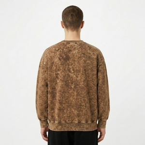 Retro Gym Style Crewneck Sweatshirt Embossed Text Pullover For Men Casual Streetwear Drop Shoulder Sweater Vintage Wash Top - Product Image 3