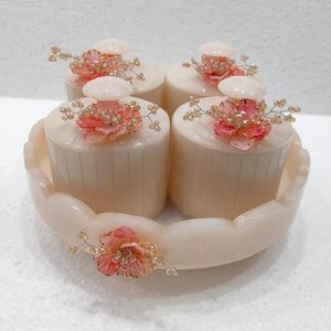 ชุดโหลเรซิ่นลายวินเทจสีทอง โหลเก็บของเรซิ่นสีทอง ชุดโหลลายดอกไม้สีฟ้าโปร่งแสง โหลใส่เครื่องเทศลายดอกไม้สีฟ้า ชุดถาด - Product Image 1