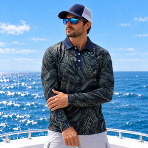Polo de pêche personnalisé à manches longues pour hommes, polos de pêche UPF pour équipes de pêcheurs et détaillants - Product Image 6