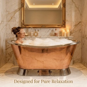Bañera Independiente Moderna de Lujo en Cobre con Acabado en Oro Rosa Pulido |   Elegante Bañera de Hidromasaje Profunda para un Baño de Lujo - Product Image 5
