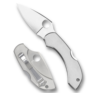 Navajas Plegables con Mango de Metal Plateado, Hoja de Corte Liso, Orificio Circular para el Pulgar, Acabado Suave y Clip de Bolsillo para Tareas Diarias - Product Image 1