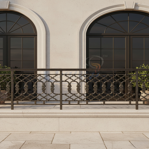 BM-0188 Garde-corps de balcon et d'escalier en fonte galvanisée argentée, robuste et durable, moderne, réglable pour la sécurité des balcons et des porches - Product Image 3