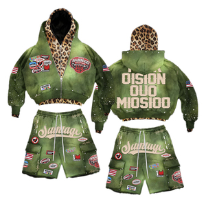 ชุดกีฬาลำลองฤดูหนาวสำหรับผู้ชาย ผ้าฝ้ายนุ่มสบาย พิมพ์ลายสกรีน ดีไซน์แบบซ้อนทับ ปักลาย ชุดถักนิตติ้ง - Product Image 2