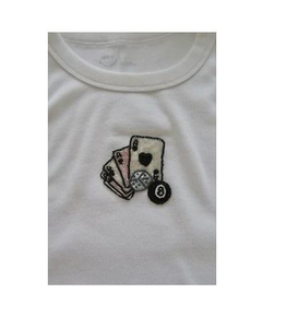Camiseta de moda vintage con bordado de cuentas y cuentas de semilla, forma de corazón, chapada en plata, color personalizable, camiseta blanca, superventas - Product Image 1