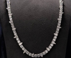 Moissanite Tennis <b>Necklace</b> Iced Out Silver Chain Luxury Sparkling Jewelry Elegant <b>Statement</b> <b>Necklace</b> For Women - Product Image 4