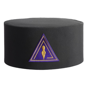 <b>Purple</b> Embroidered Headwear High Quality Royal & Select Council Black Crown Cap with <b>Purple</b> Triangle Regalia Emblem - Product Image 1