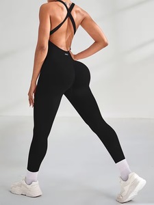 Traje Deportivo de Una Pieza para Mujer, para Gimnasio y Fitness |   Traje de entrenamiento sin espalda con tiras cruzadas |   Conjunto Deportivo Elástico Ligero - Product Image 2