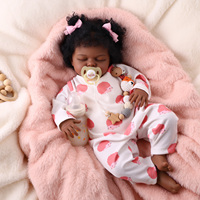 Poupées réalistes Babeside 20 pouces en vinyle, corps en tissu, cheveux bouclés noirs, poupées reborn afro-américaines pour filles endormies