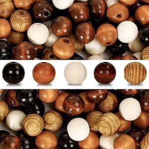 Perles rondes en bois naturel pour la fabrication de bijoux faits à la main, fournitures d'artisanat - Product Image 1