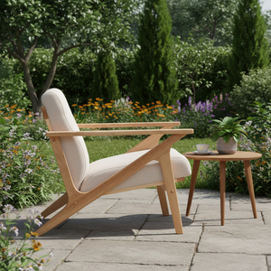 Fauteuil de relaxation d'extérieur en teck massif de qualité supérieure, écologique, durable, moderne, scandinave, vente en gros, Niwara, fauteuil lounge à assise profonde - Product Image 6